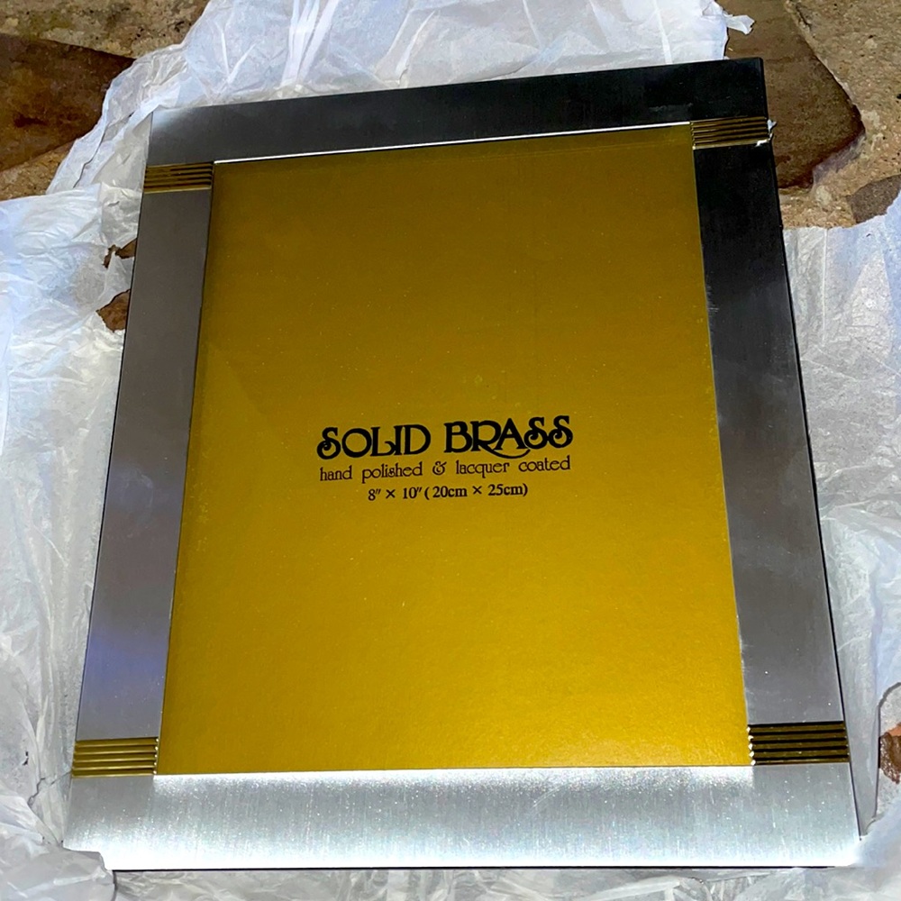 Solid Brass Photo Frame NWOT - hand polished & lacquer coated 8x10